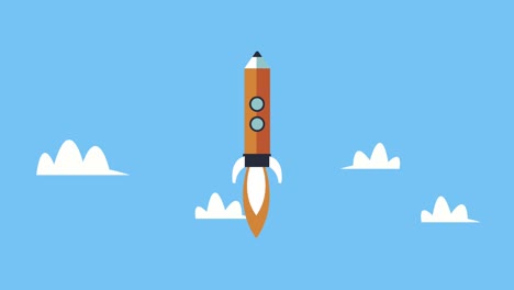 creative process animation with pencil launcher