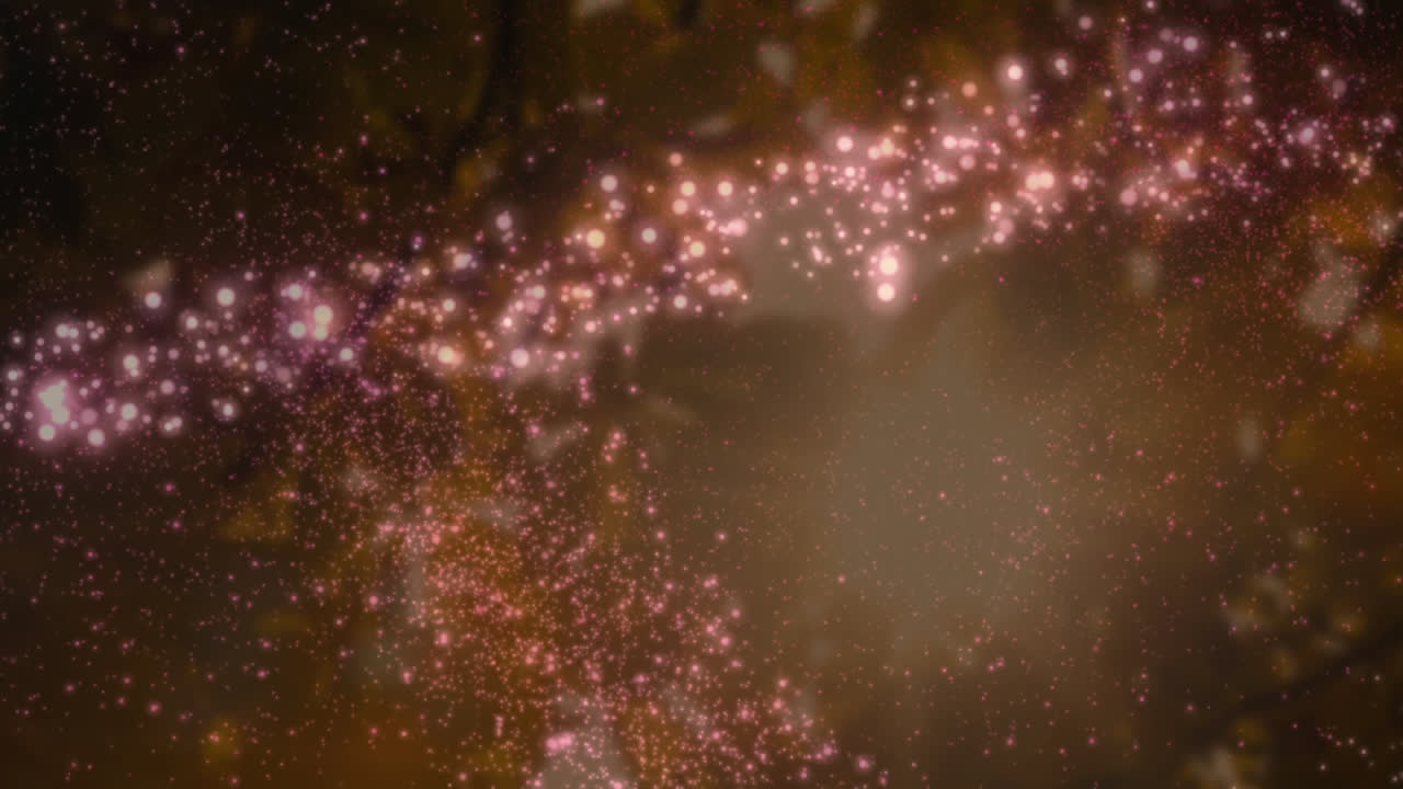 Animazione di una stella cadente e stelle che cadono su un albero su sfondo marrone