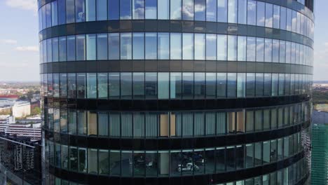 aerial view of modern office building with big windows