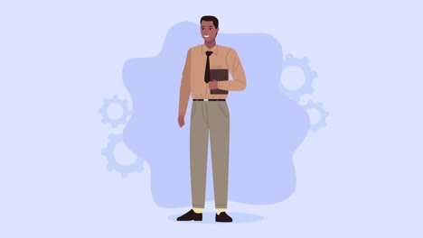 elegant businessman afro worker animation