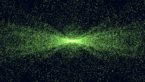 運動小綠色閃光和塵埃與閃光在黑暗空間