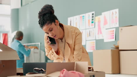 fashion business and woman talking on smartphone