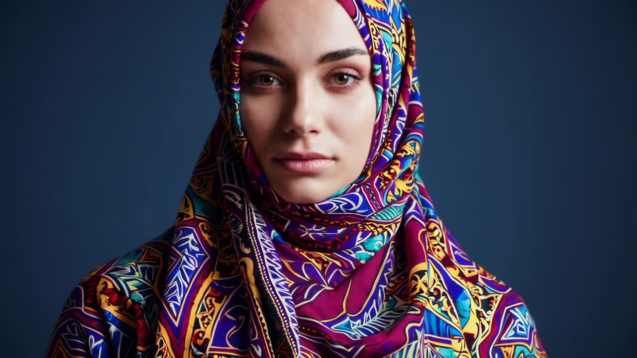 Young Woman Wearing a Vibrant Hijab