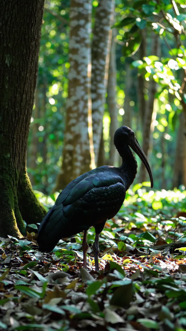 Black Ibis in a Tropical Forest