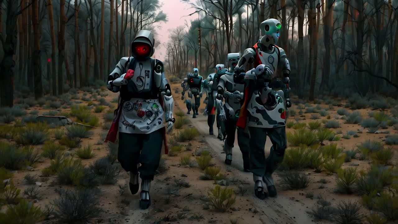 Robots Marching Through a Forest