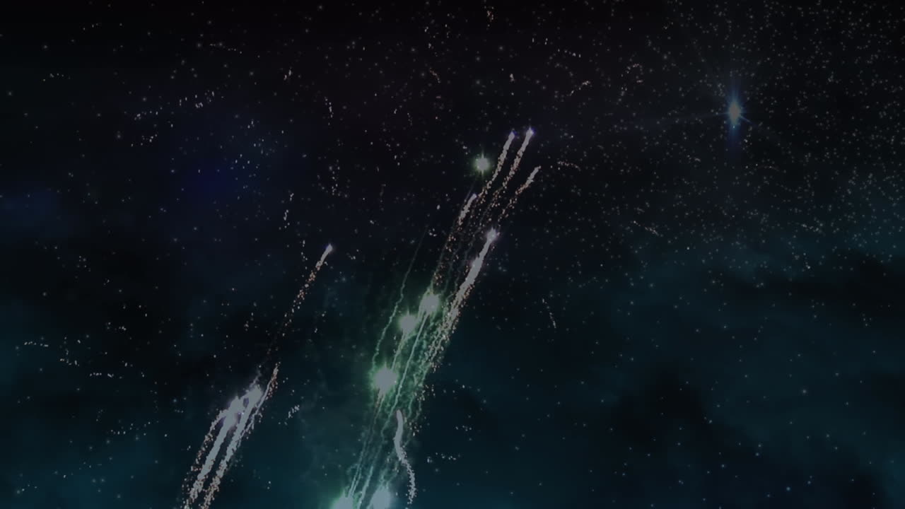 Animation of fireworks on black background