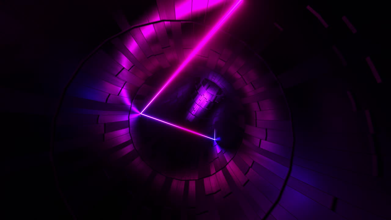 un laser che si muove in un tunnel circolare. animazione a loop infinito