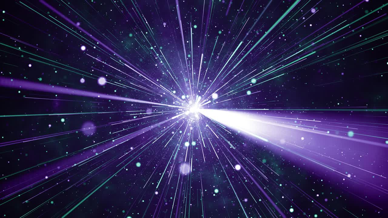 partículas verde violeta evento juego tráiler títulos escenario de concierto cinematográfico bucle de fondo