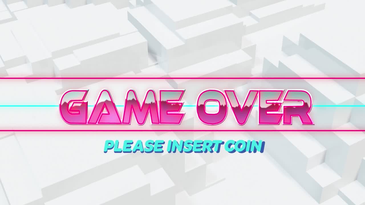 게임의 애니메이션이 끝나면 코인 텍스트 배너를 3d 색 모양으로 원활한 패턴으로 입하십시오.