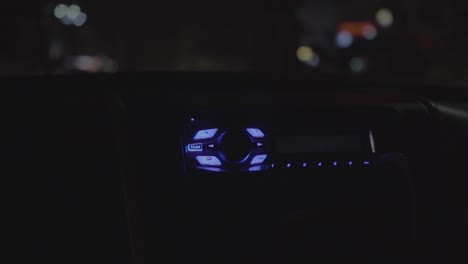 car radio at night in close up slow motion 4k hyderabad, india