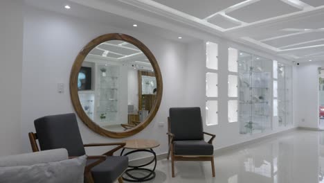 a modern ceiling lights of a hotel lobby