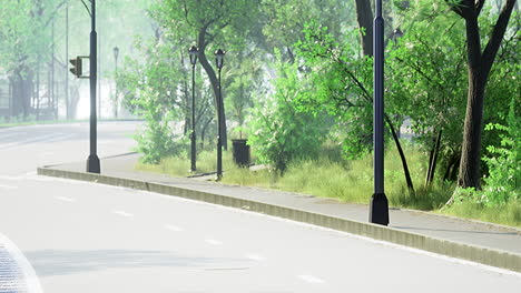 breezy spring morning stroll through a tranquil park with lush greenery