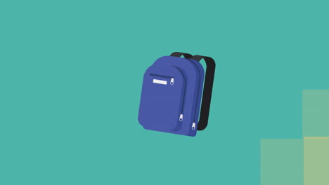 animation of school items icons moving on green background