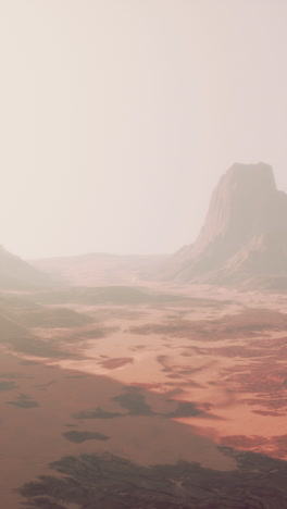 a red desert landscape with mountains in the distance on mars
