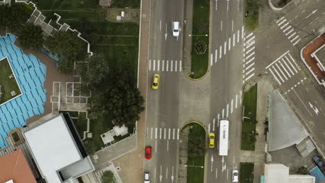 aerial view of urban street and traffic