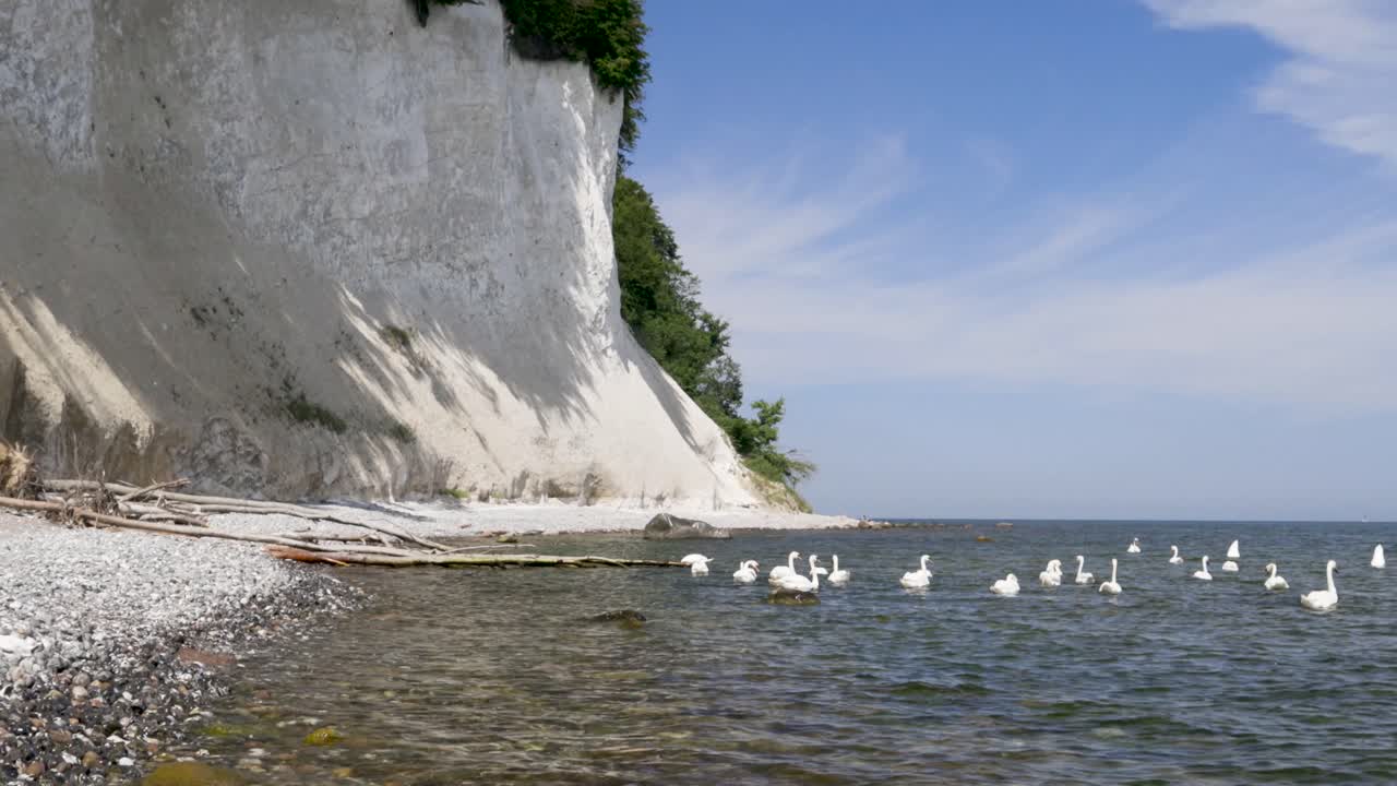 Liitukalliot Rügenillä Saksassa, Mecklenburg-Vorpommernissa kauniina aurinkoisena päivänä. Loma Euroopassa.