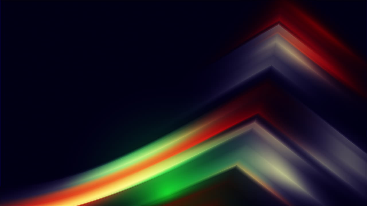 Animation of abstract red, green and purple shades of glowing diagonal lines on a dark looped background. Dynamic screensaver.