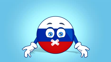 cartoon icon flag russia silent with face animation with alpha matte