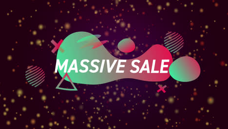 animation of massive sale text over spots on black background