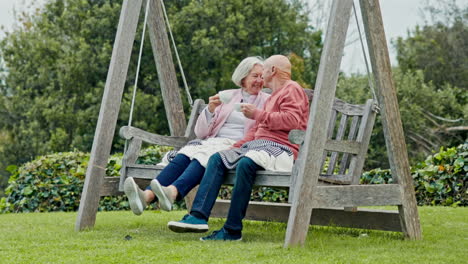 Senior,-couple-and-together-for-talking-with-kiss