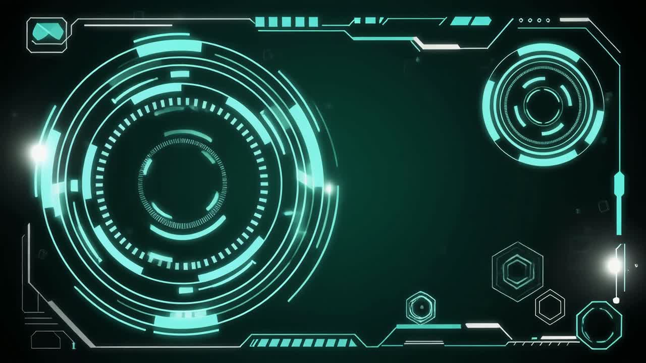 Futuristic Digital HUD Interface with Glowing Elements Animation