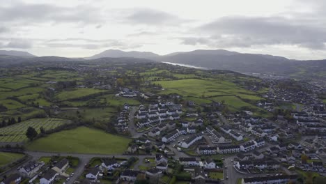 aerial flyover of newry city in northern ireland