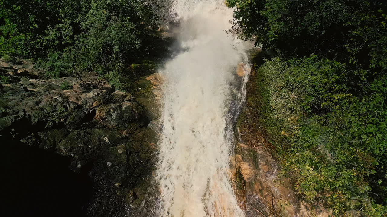 Powerful Waterfall Cascading Through a Lush Forest