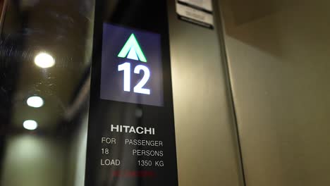 elevator display shows floors 10 to 13