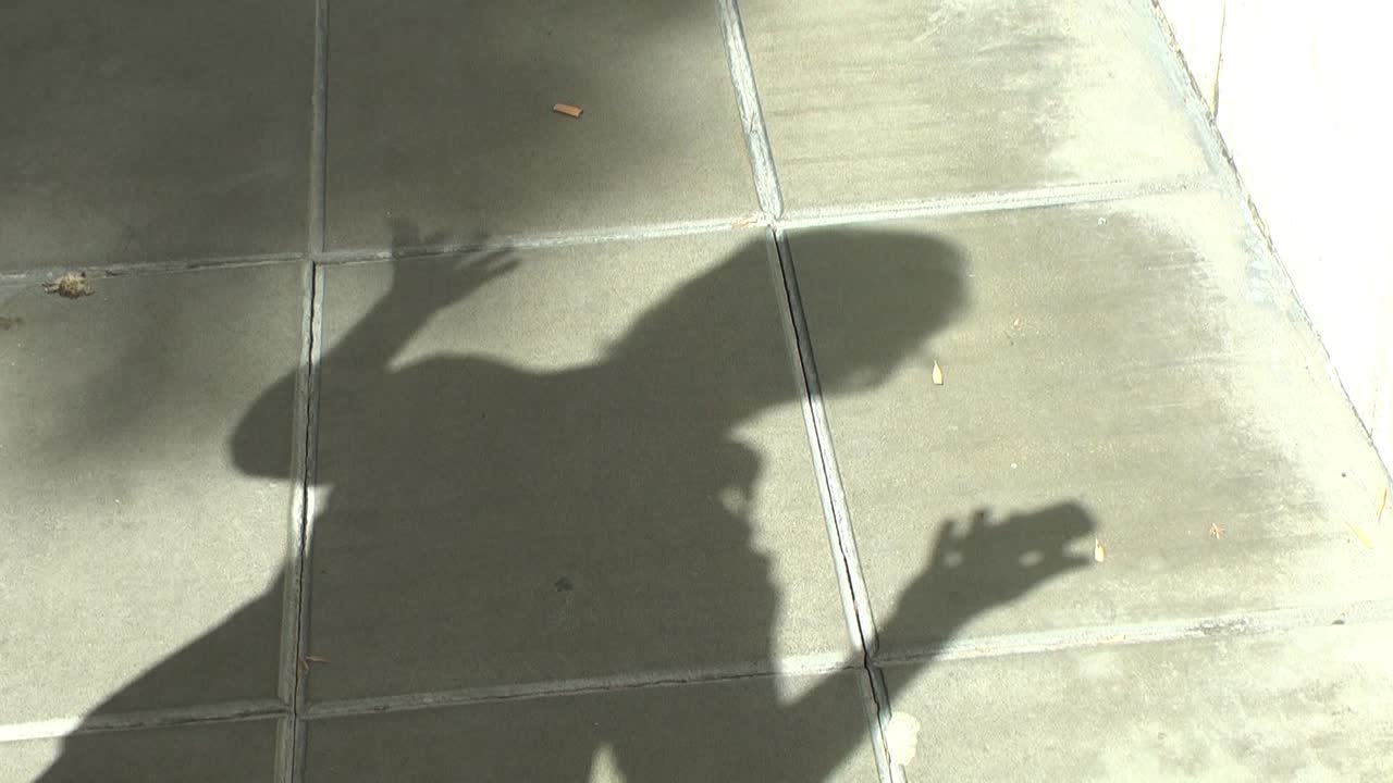 Human Shadow Moving on a Tiled Pavement