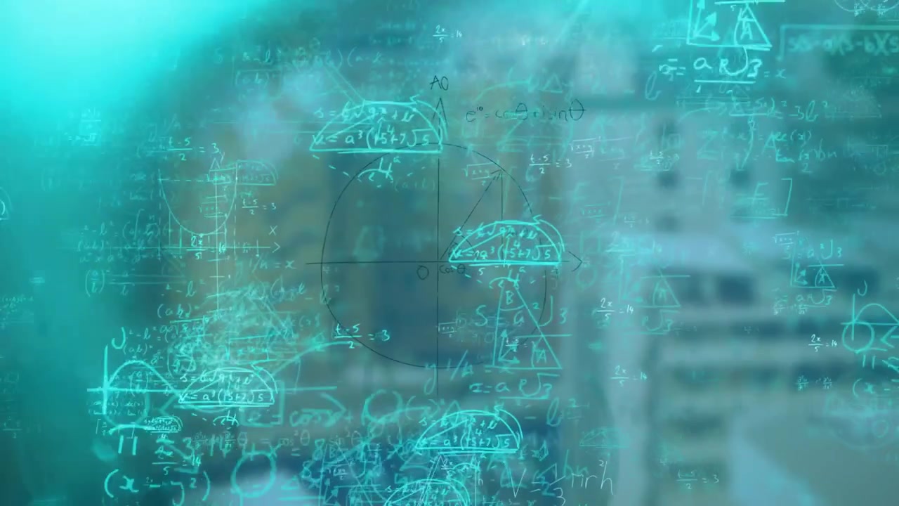 Pulsing formulas revealing bartender mixing and shaking shaker, diagrams swirling visualizing math