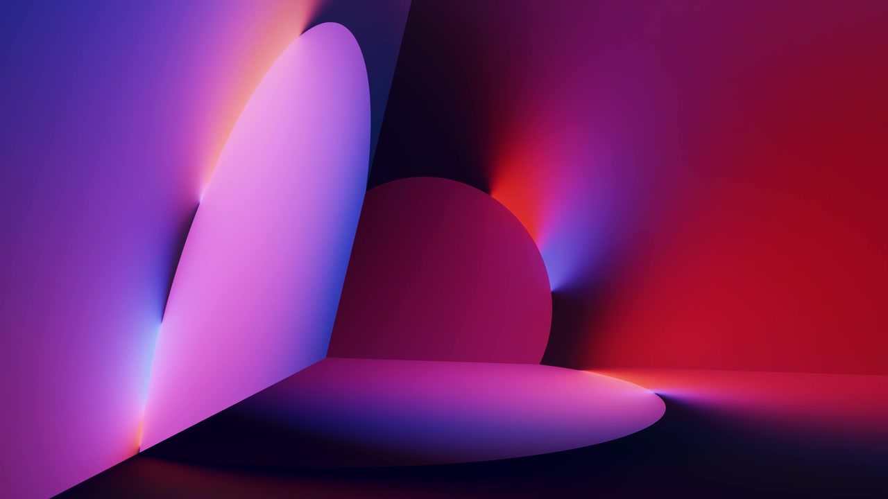 Abstract 3D Geometric Shapes with Vibrant Neon Gradient Lighting