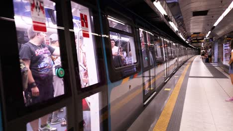 crowded metro train at naples station