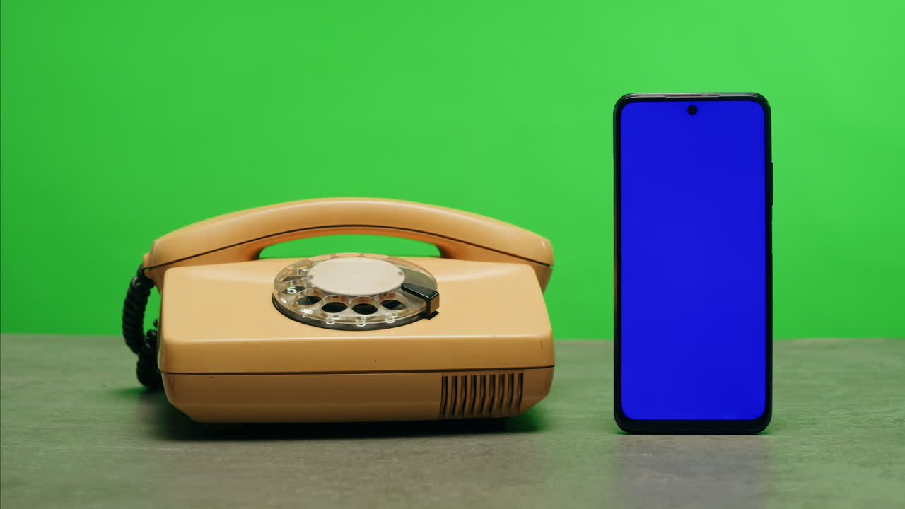Retro vintage phone, A yellow rotary telephone is displayed on a wooden desk, adding a nostalgic touch