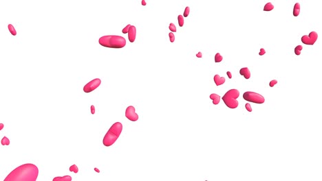 pink hearts-shaped abstract animation. on white background.