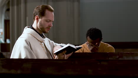 man sitting at the church