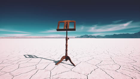 an-old-music-stand-is-on-white-salt-desert