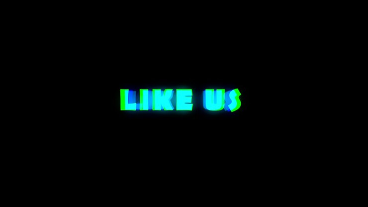 Like us text with bad signal. Glitch effect