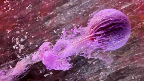 multicolored ink paint slowly flows from the ball