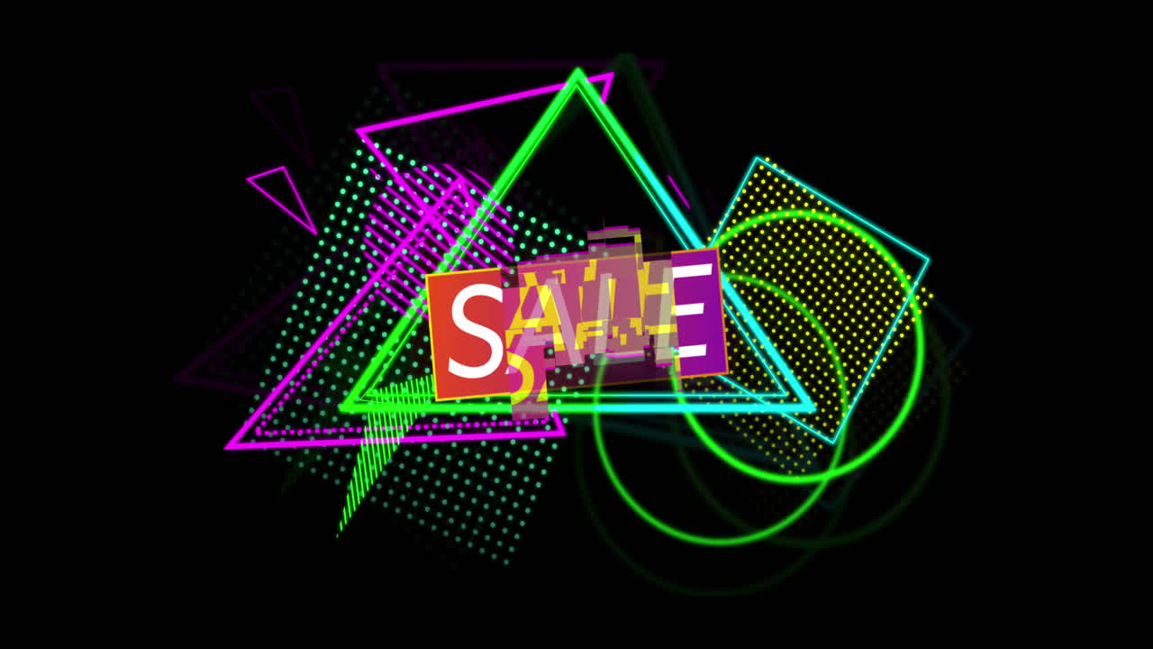 레트로 80년대 스타일의 판매 광고. 4k