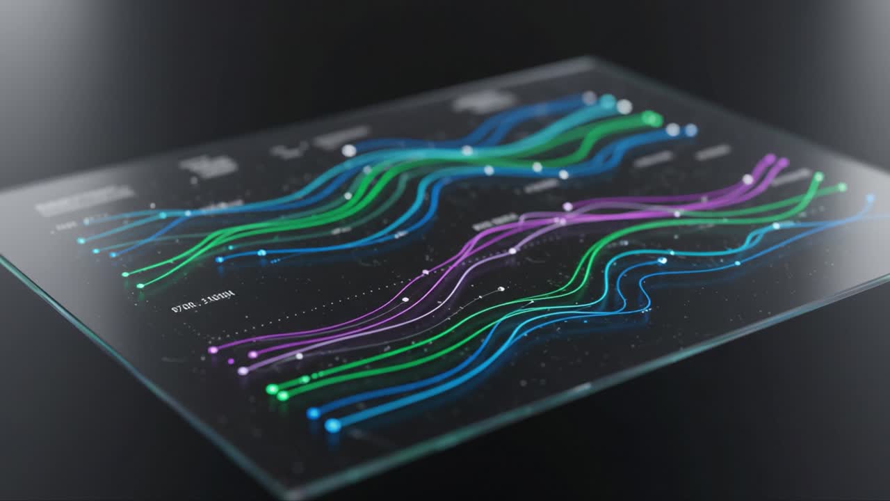 An Insightful Display of Data Trends Illustrated Through Colorful Line Graphs on a Transparent Surface, Highlighting Variations and Patterns in Statistics