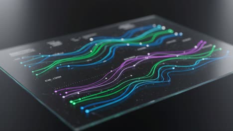 an insightful display of data trends illustrated through colorful line graphs on a transparent surface, highlighting variations and patterns in statistics