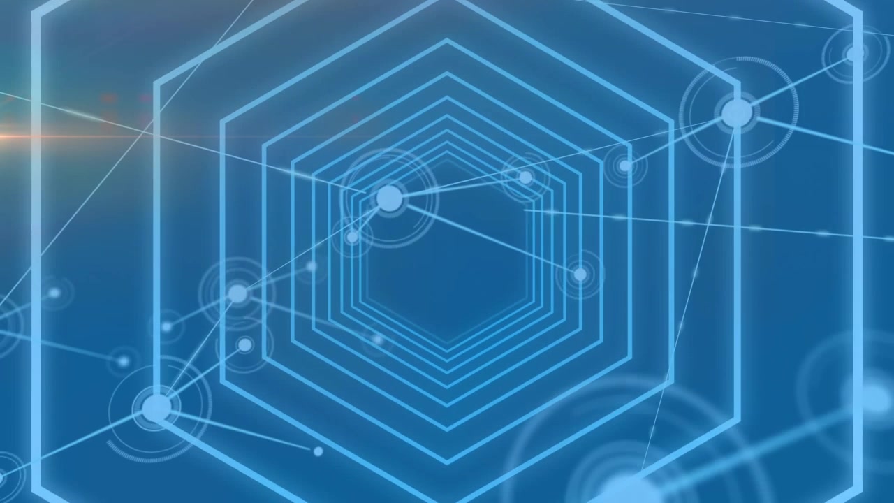 Animation of shapes moving over network of connections