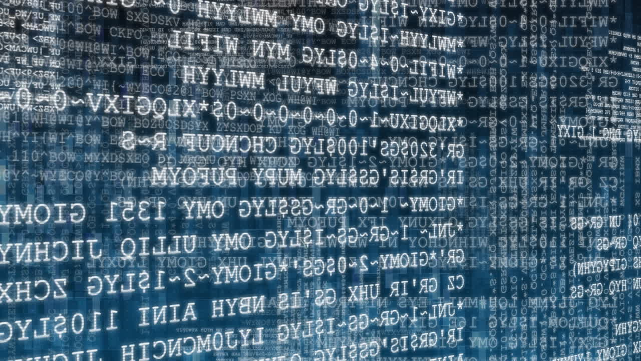 animación del procesamiento de datos digitales sobre un fondo azul