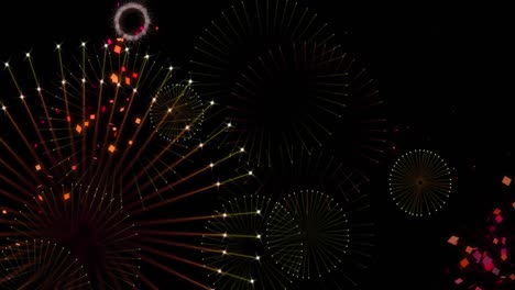 Animation-of-fireworks-on-black-background