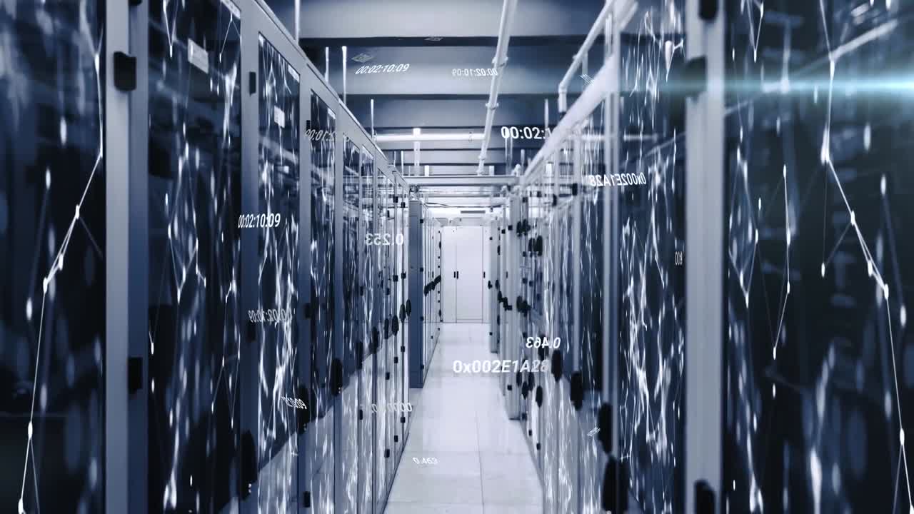 Animation of data processing over server room