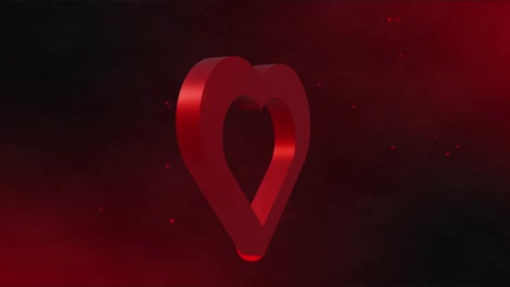 Animation-Eines-Roten-Herzens,-Das-Sich-Auf-Schwarzem-Hintergrund-Dreht