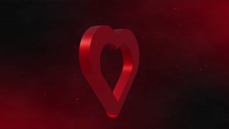 animación de un corazón rojo girando sobre un fondo negro