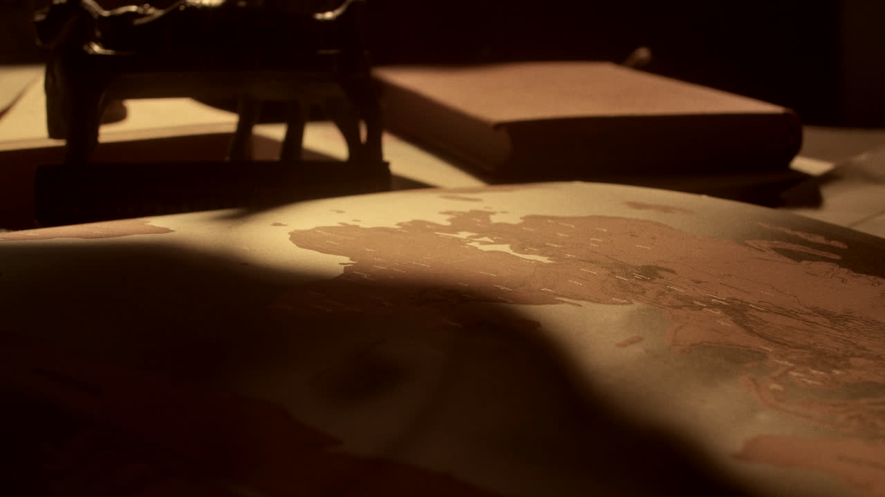 Vintage World Map on a Study Desk