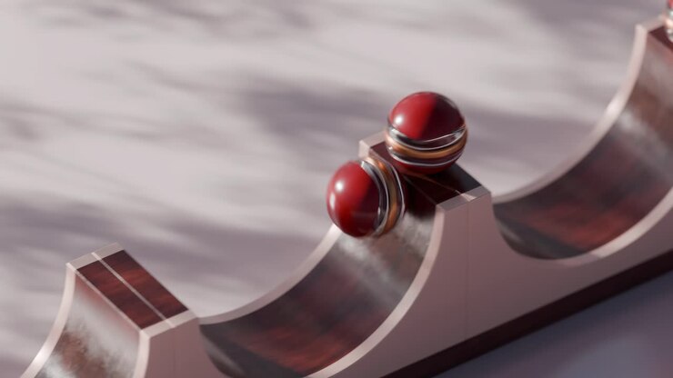 Abstract Geometric Composition with Red Spheres