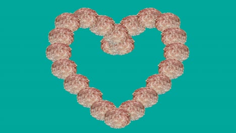 movimiento de bucle salami rebanadas en forma de corazón